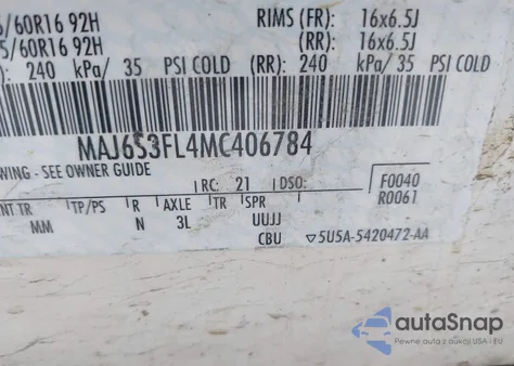 2021 Ford Ecosport S из США, поврежденный, VIN MAJ6S3FL4MC406784